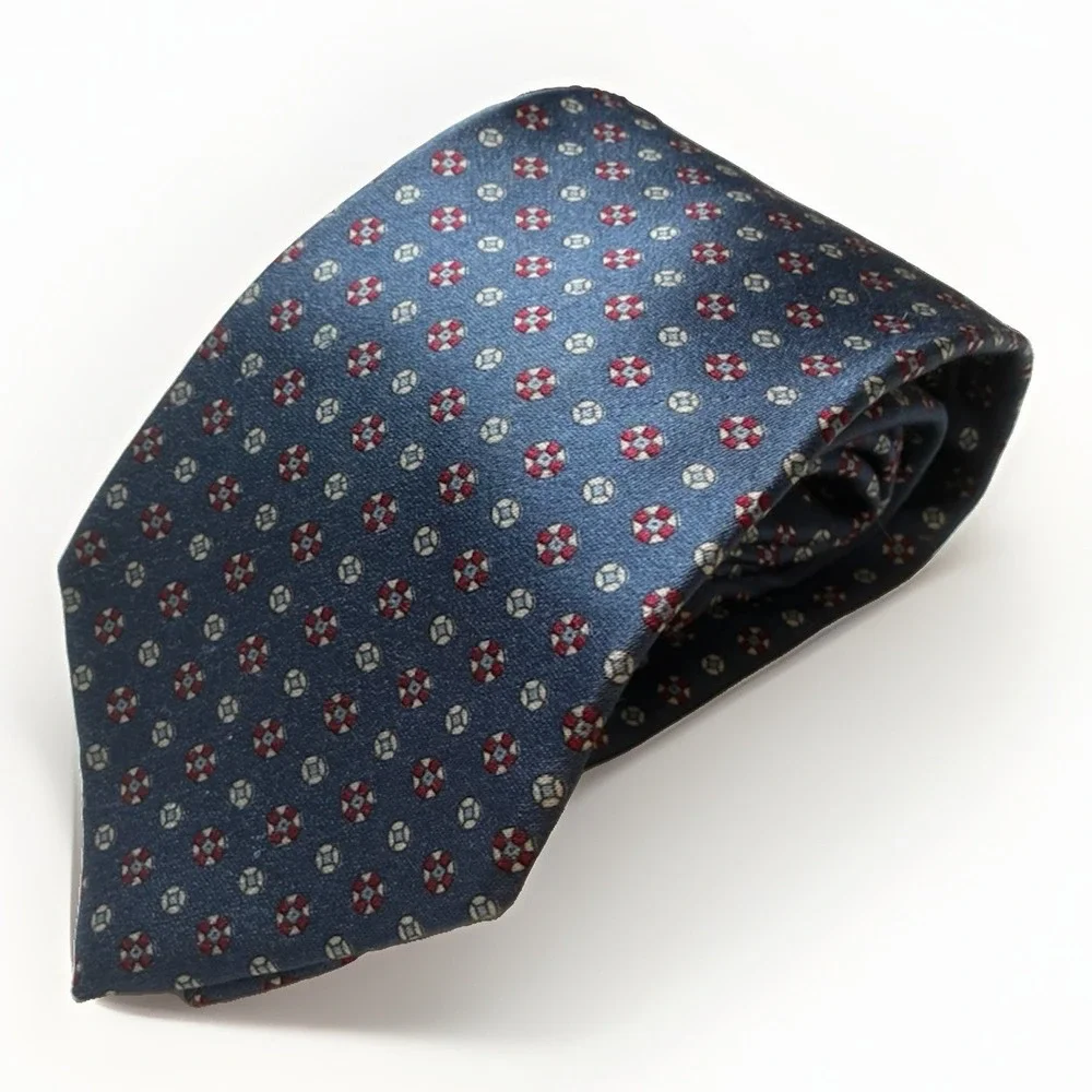 Christian Dior Tie Mens Blue Luxury 100% Silk One Size Made In USA Designer